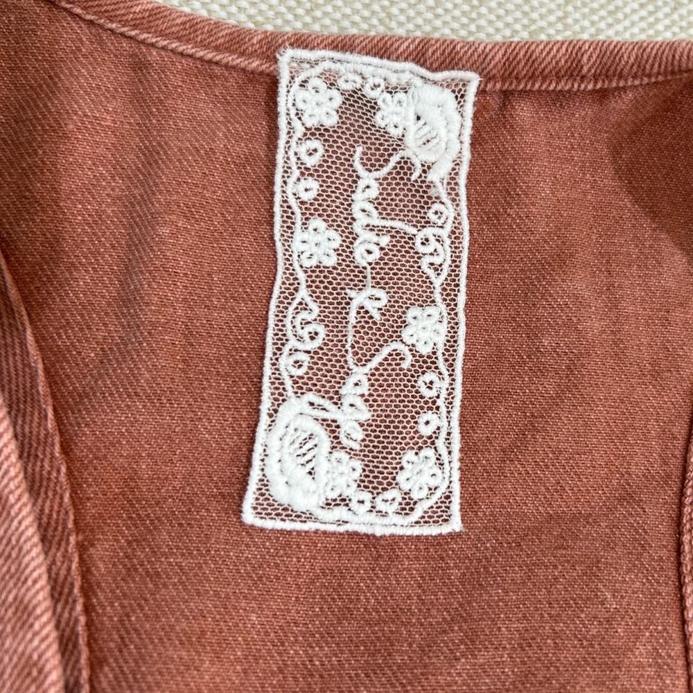 Sadie & Sage Denim Button Down Raw Hem Mini Dress Dusty Rose Women’s Size Small - Picture 2 of 6